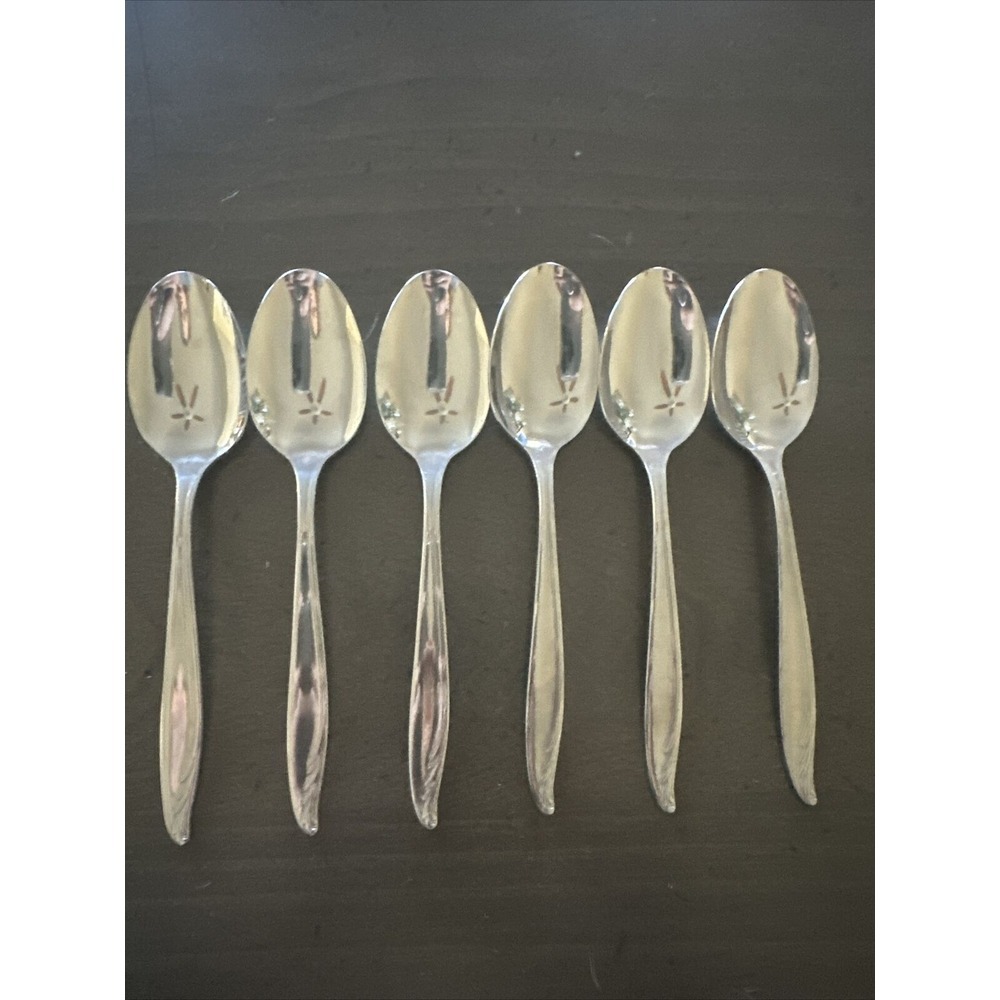 6 Vintage 1970's BERMUDA Teaspoons‎ Stainless Steel Rogers International Silver